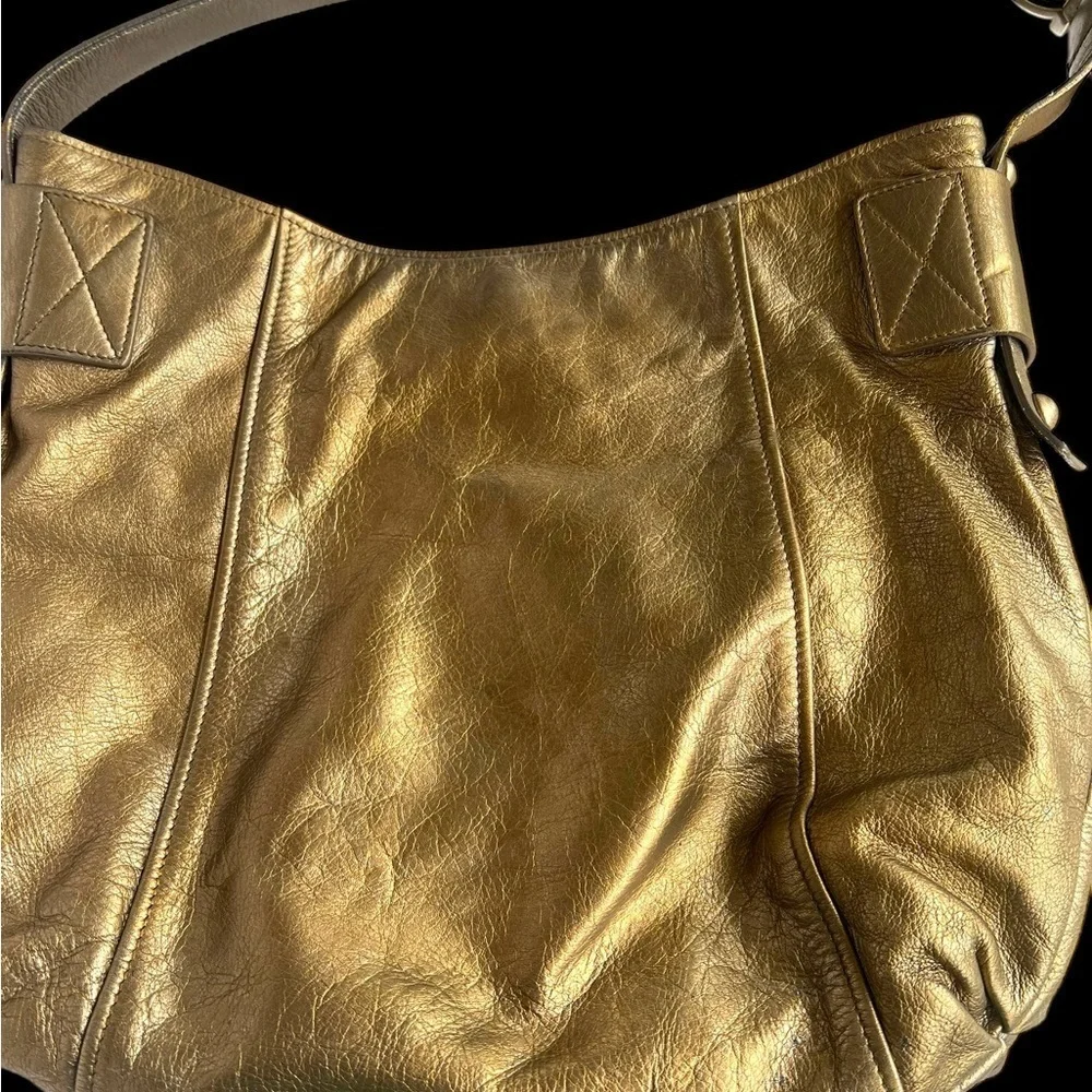 Ferragamo Bronze Gold Leather Shoulder Bag